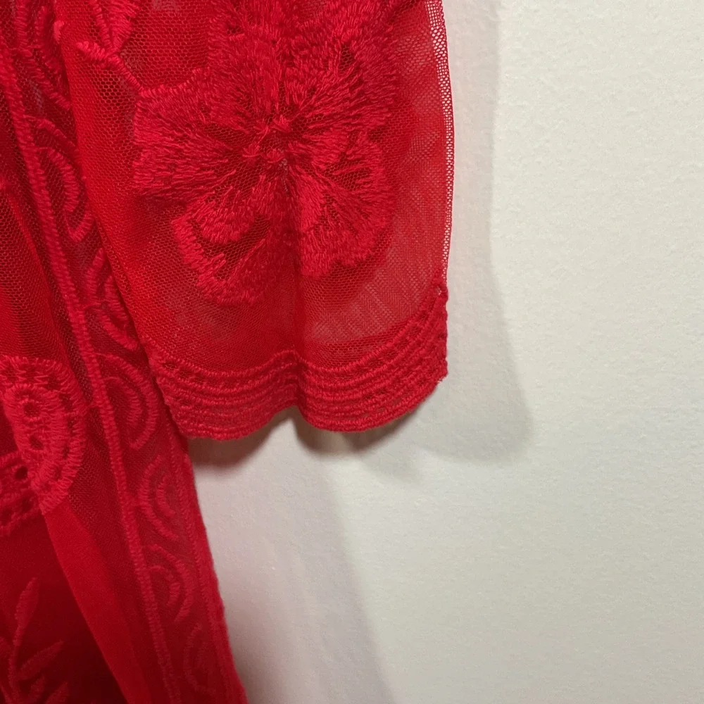 Altar'd State Red Floral Lace Embroidered Mesh Mini Dress M Coquette Whimsigoth